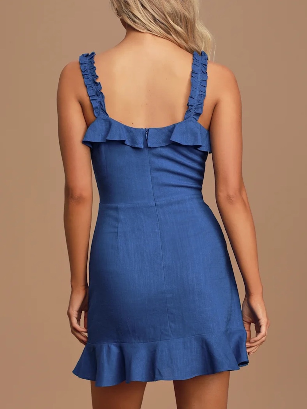 LULUS Days Like This Royal Blue Sleeveless Ruffled Mini Dress S - Picture 9 of 13